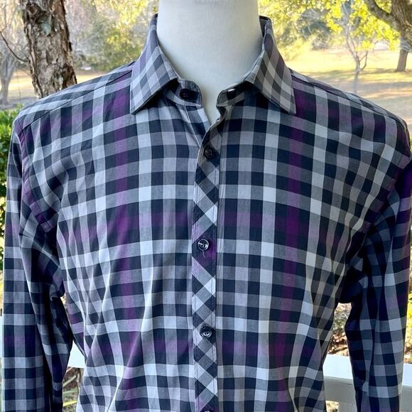Jared Lang Plaid Long Sleeve Cotton Shirt. Size Large. - Picture 8 of 9